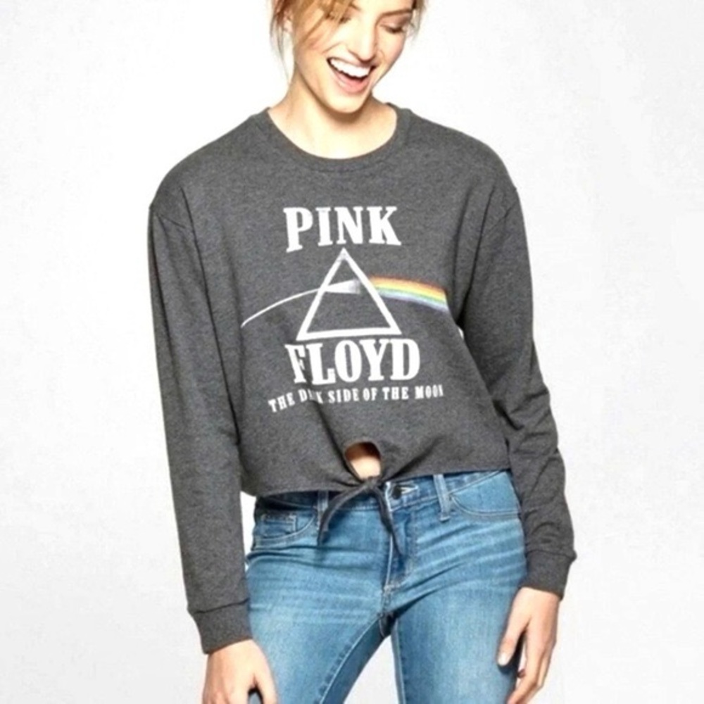 🌟2 for $10🌟 | Pink Floyd Dark Side of the Moon Cropped Sweatshirt Charcoal | S 🕥